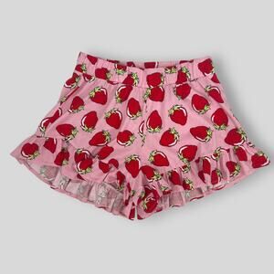 ASOS DESIGN Strawberry Print Ruffle Shorts Pink Size US 4
